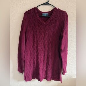 Women's Deep Red/ Burgundy V-Neck Sweater